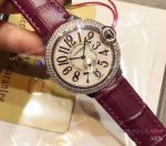 Replica Ballon Bleu Cartier Ladies watch SS White Dial Diamond Bezel